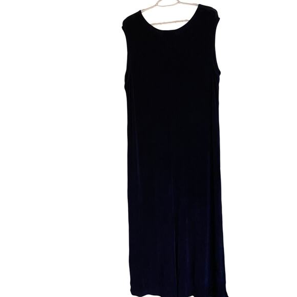 Dress Barn Navy Blue Velvet Maxi Dress Size 22 Sleeveless Evening - Picture 4 of 7